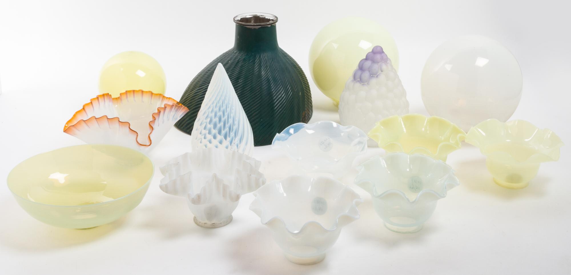 A Collection of Glass Shades Height of tallest 8 inches.