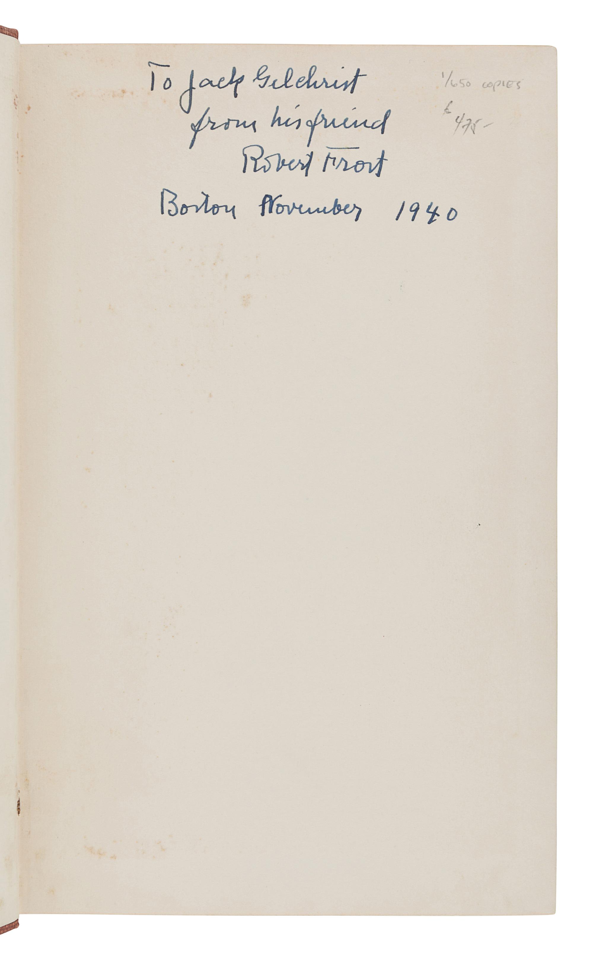 FROST, Robert (1874-1963). A group of 5 signed trade editions, comprising:
