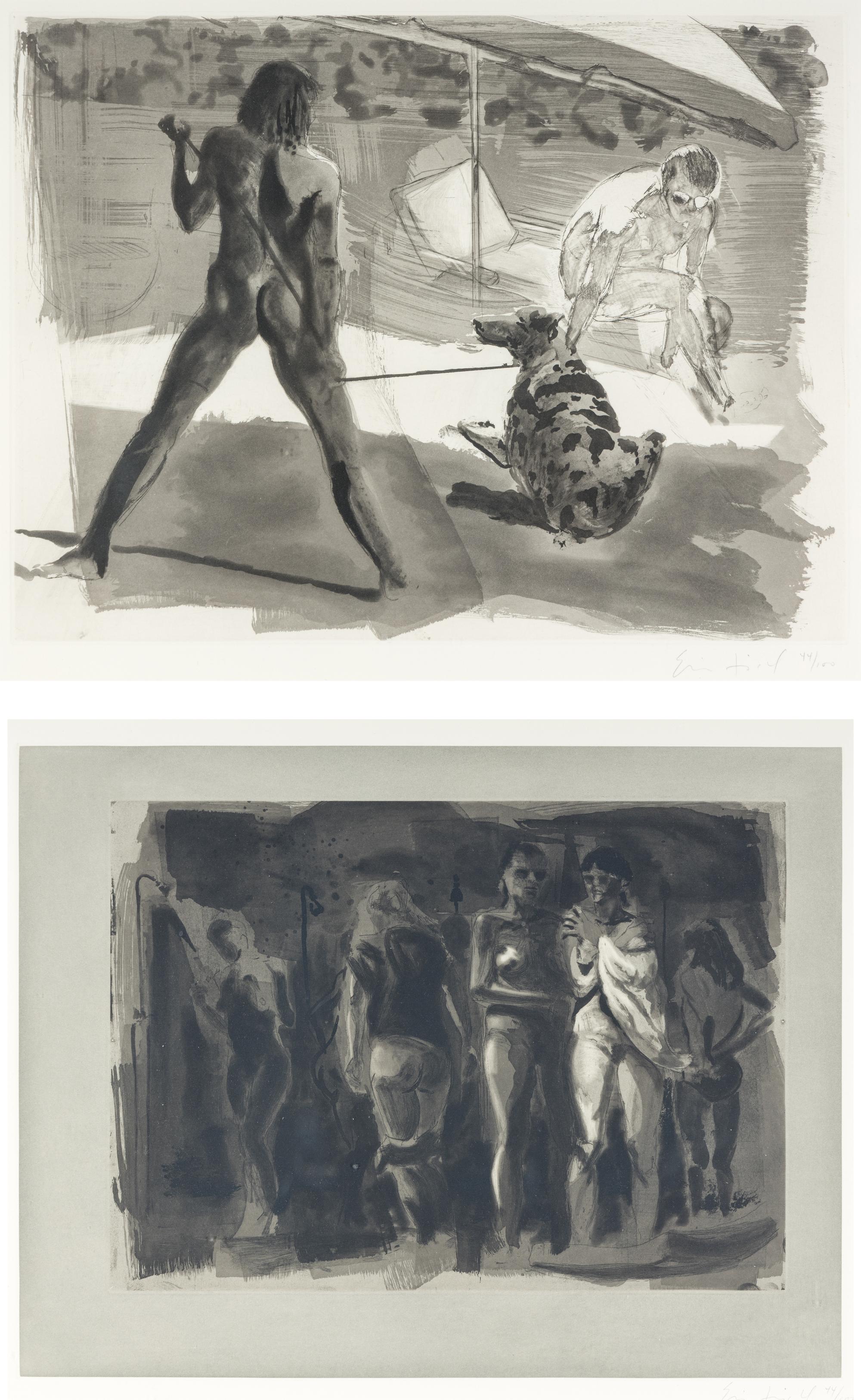 A pair of prints (Beach; Shower)