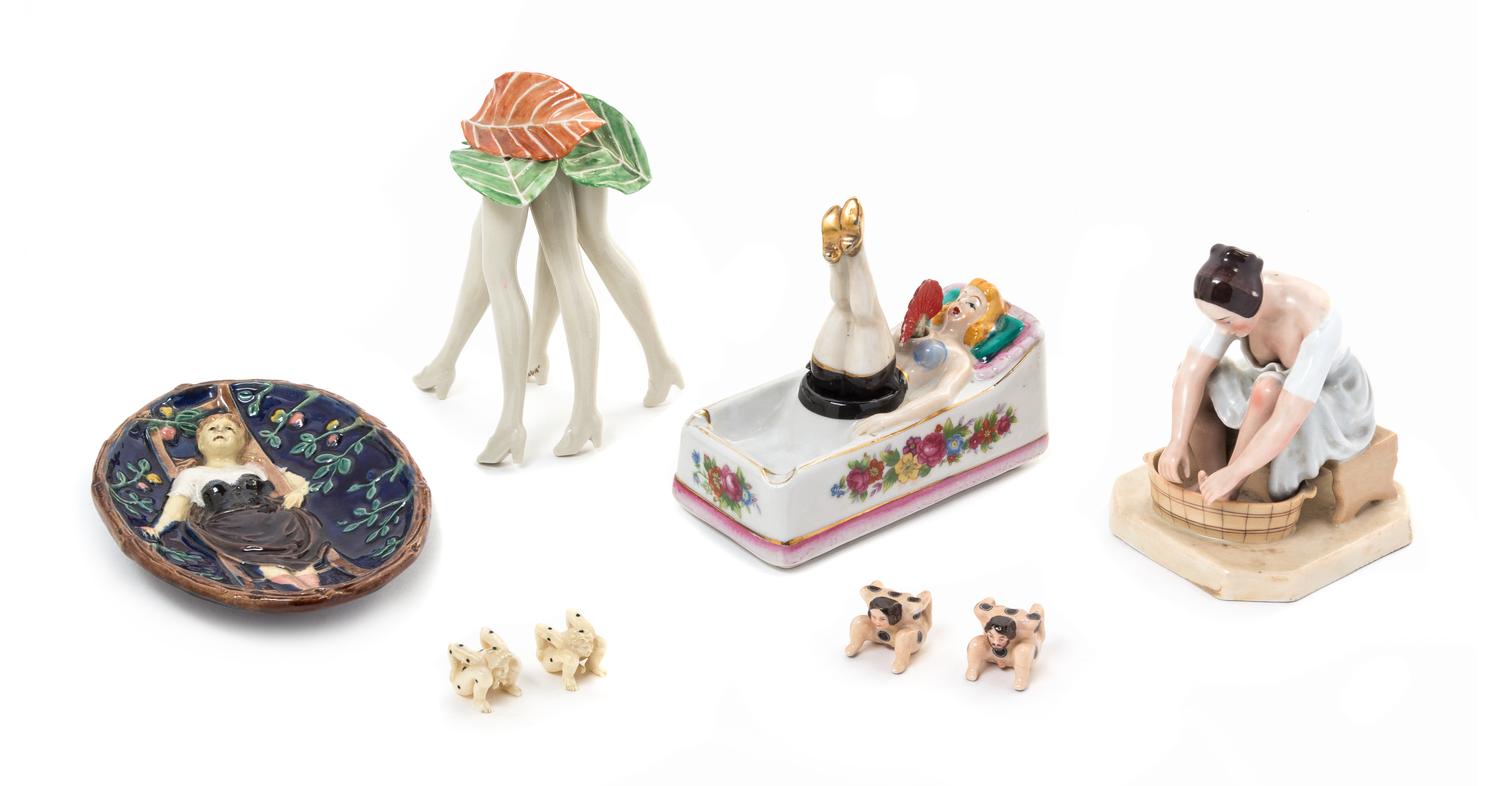 A Collection of Erotic Porcelain Articles Height of tallest 6 inches. — LATE 19TH CENTURY AND 20TH CENTURY