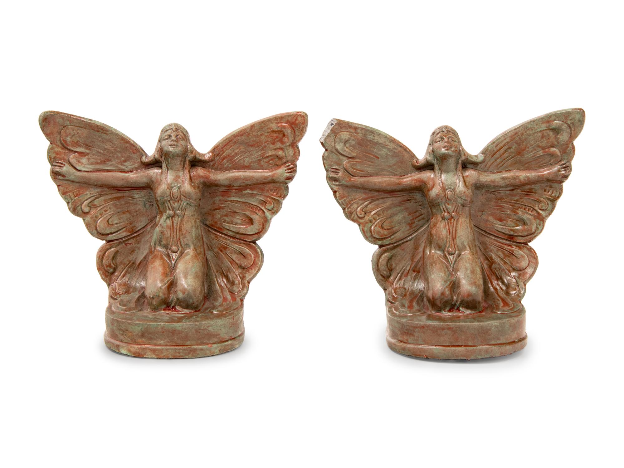 A Pair of Bronzed Composition Bookends