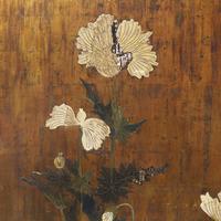 A Large Pair of Japanese Gold-Ground 'Poppies' Panels, Edo Period