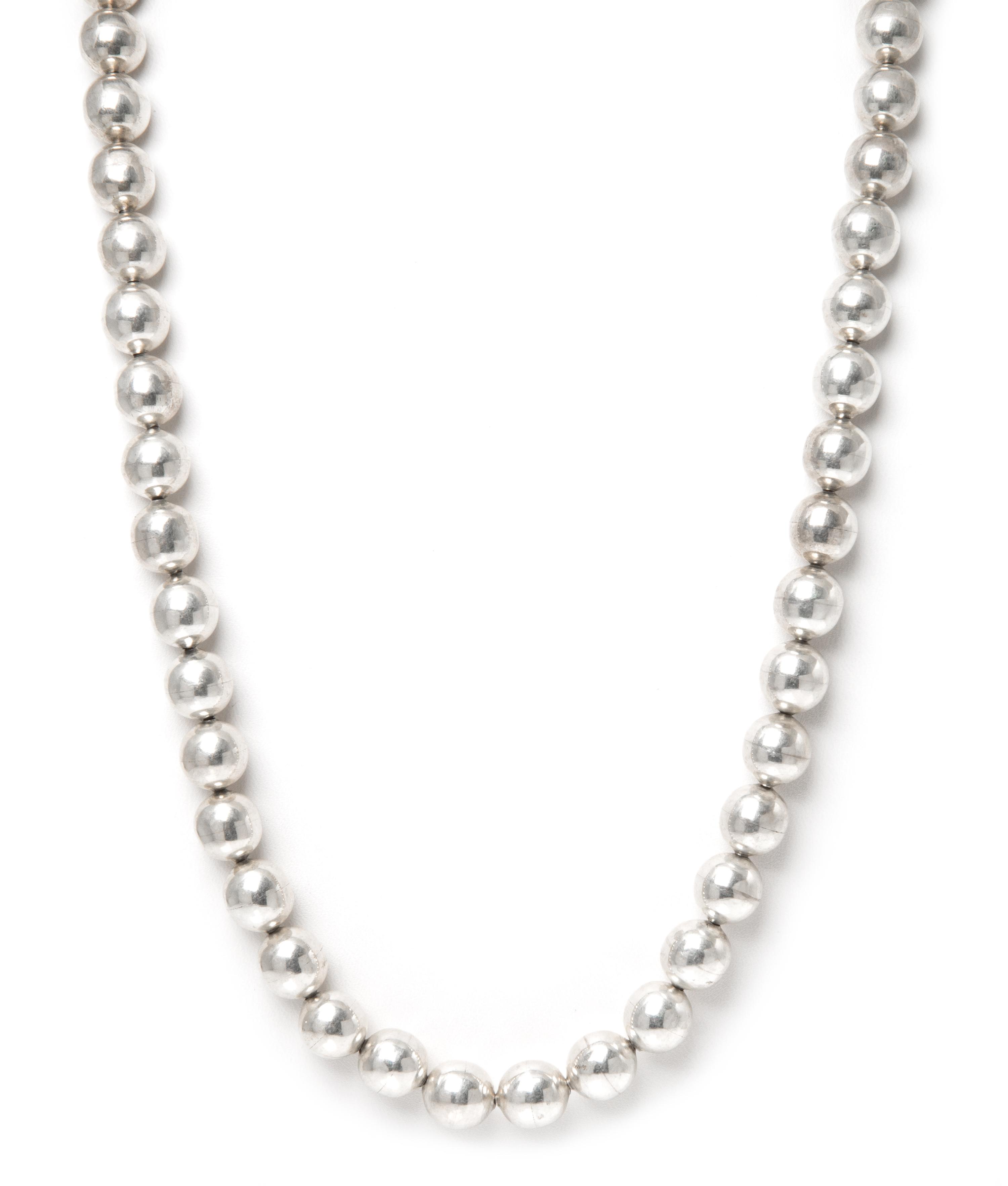 A Sterling Silver Bead Necklace, Taxco, 51.80 dwts.