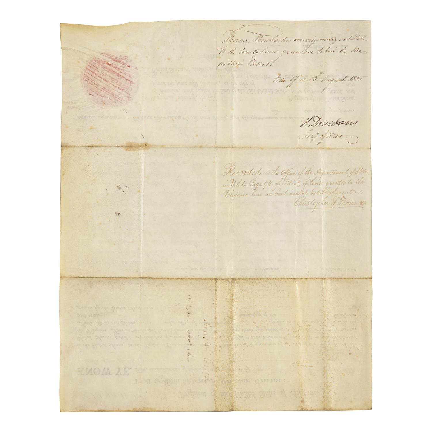 [Presidential] Jefferson, Thomas, and James Madison. Partially-Printed Document, signed.