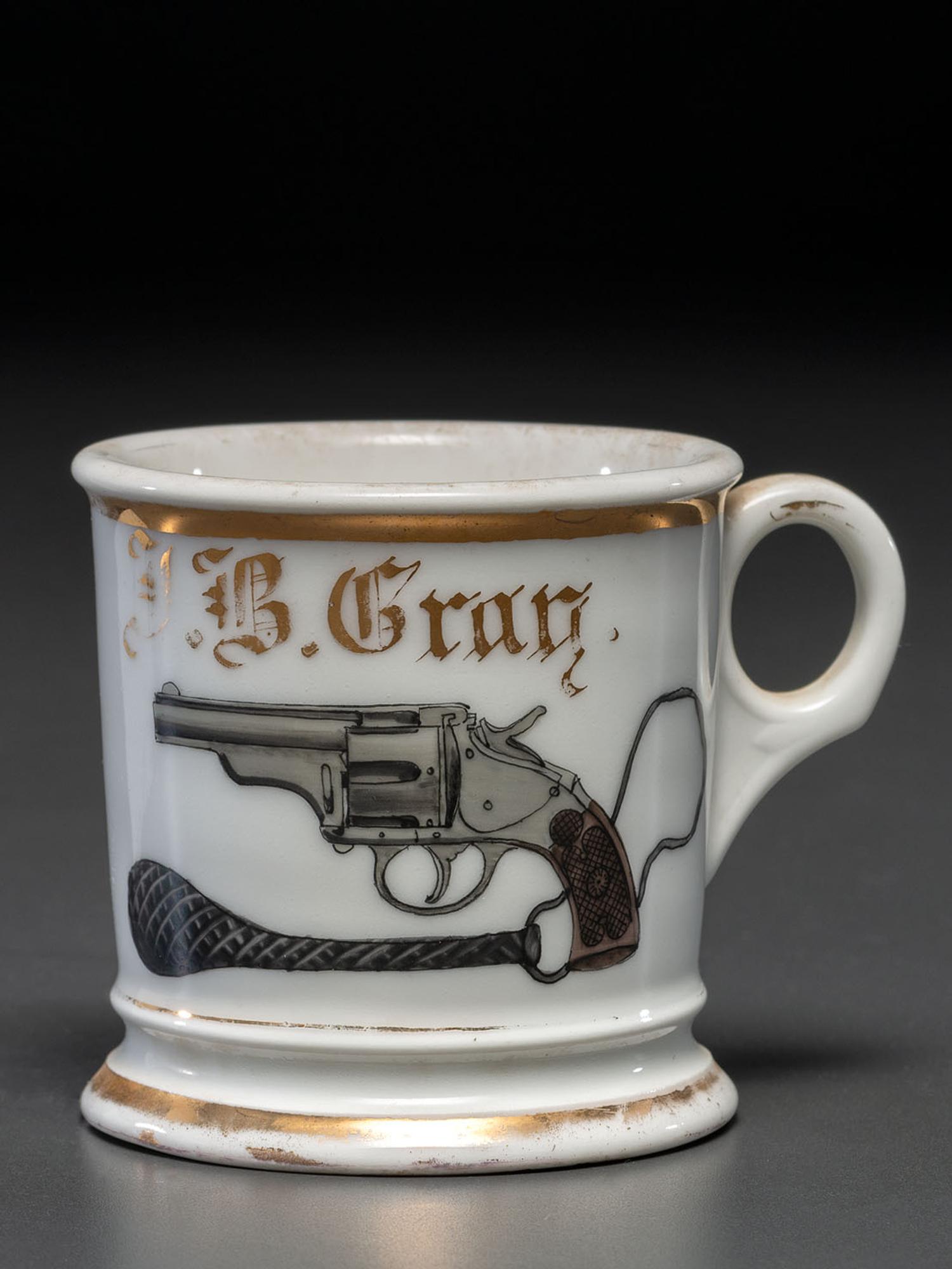 A Railroad Detective's Porcelain Occupational Shaving Mug Belonging to Joshua Gray