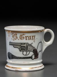 A Railroad Detective's Porcelain Occupational Shaving Mug Belonging to Joshua Gray