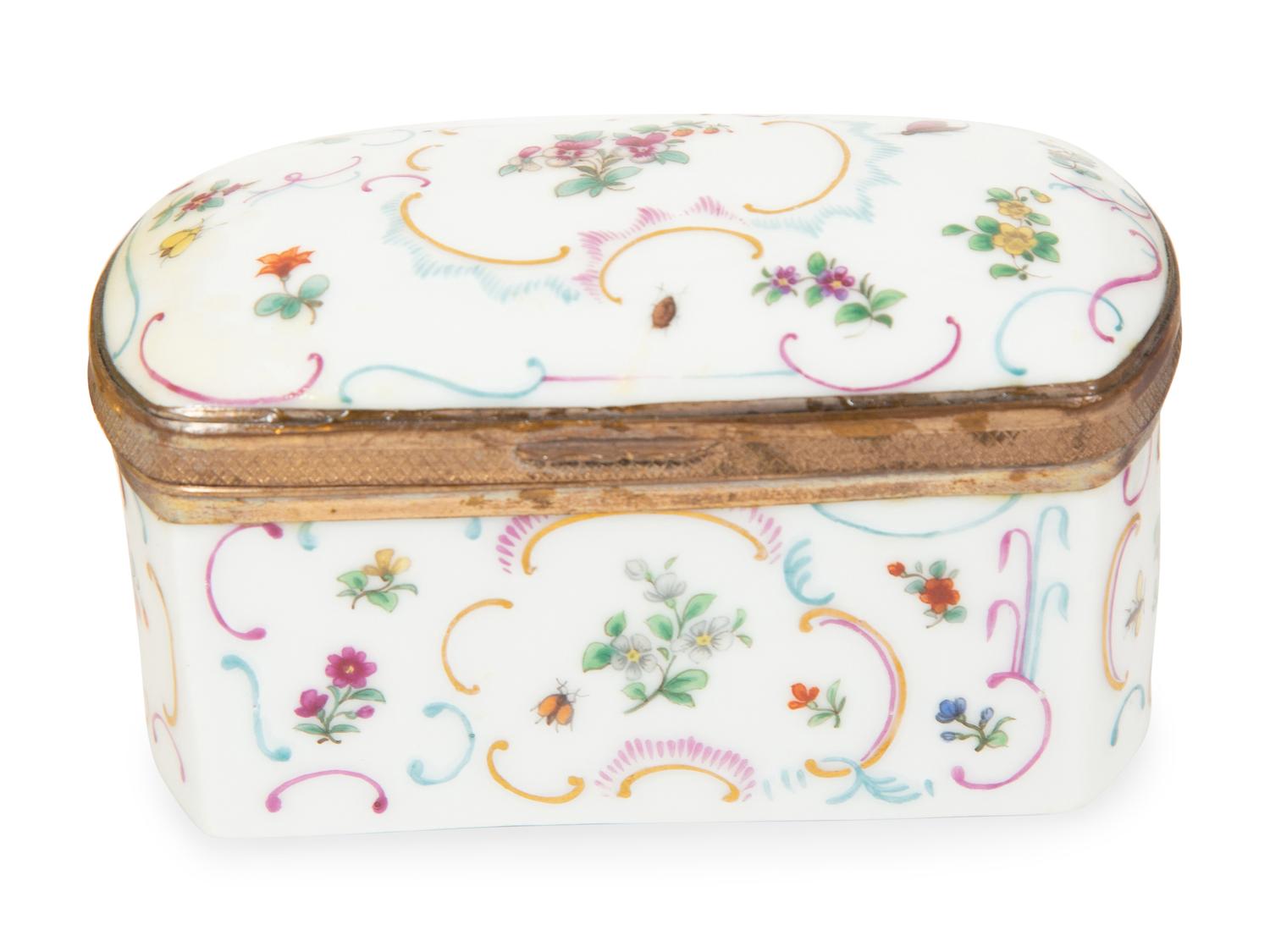 A Group of Three French Gilt Metal Mounted Porcelain Boxes