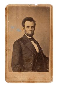 [LINCOLN, Abraham (1809-1865]. [WALKER, Lewis Emory (1822-1880), photog.]. CDV of Lincoln with a "crew cut." February 1865.