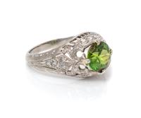 A Platinum, Demantoid and Diamond Ring, 3.00 dwts.