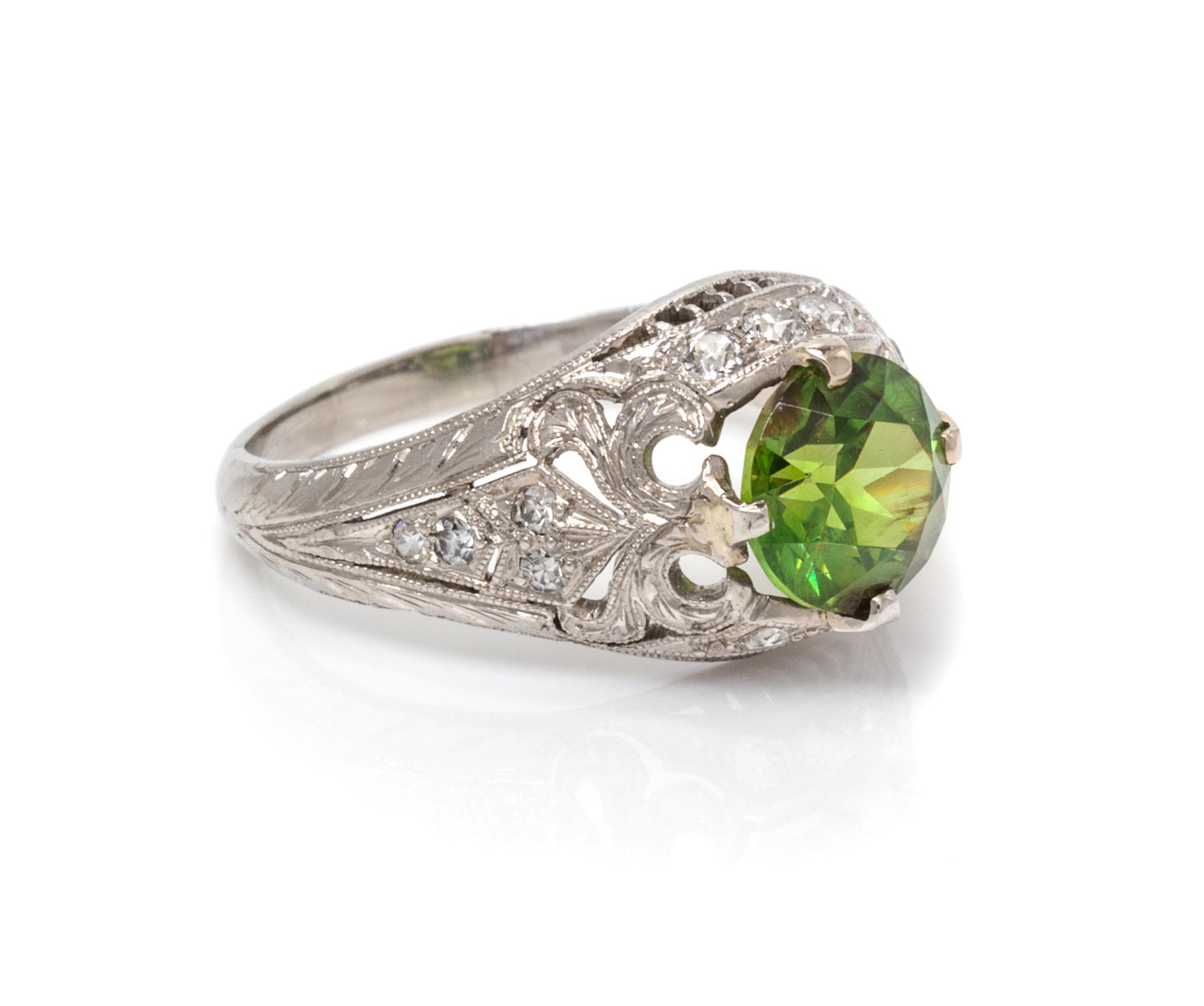 A Platinum, Demantoid and Diamond Ring, 3.00 dwts.