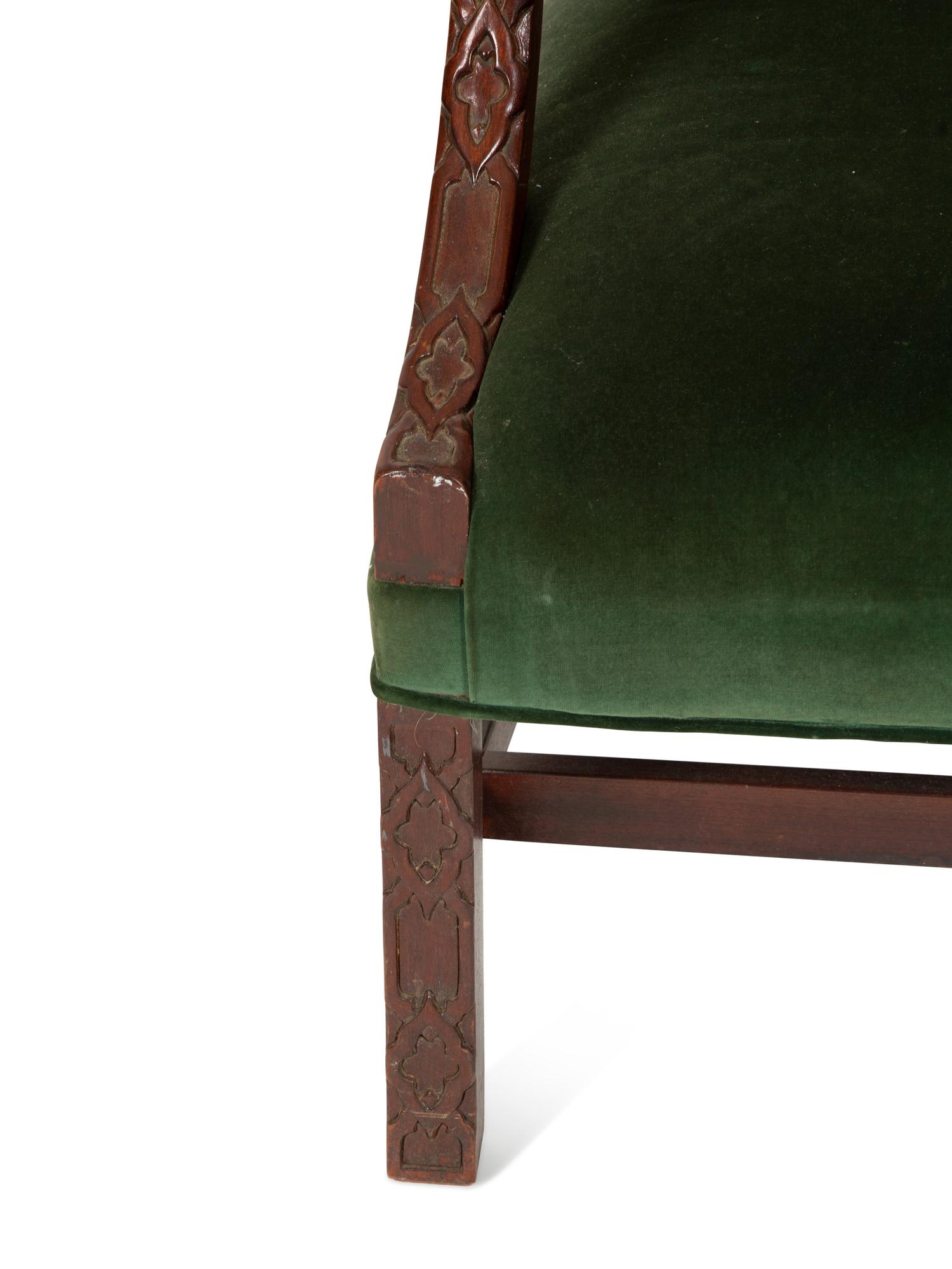 A George II Style Carved Mahogany Library Chair