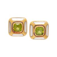 MAZ, PERIDOT, MOTHER-OF-PEARL, AND YELLOW GOLD CLIP EARRINGS
