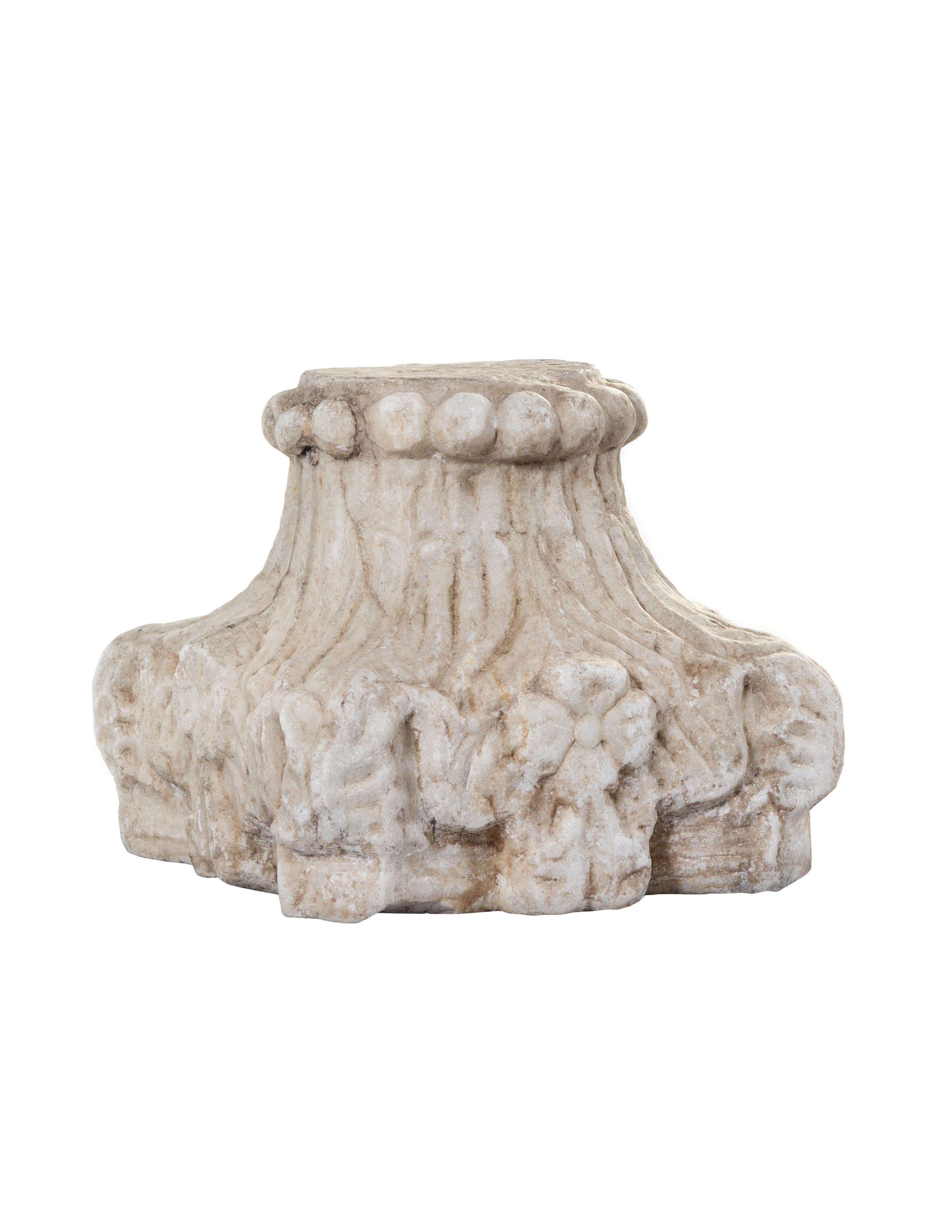 A Continental Carved Marble Capital