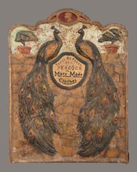 A 'Marx-Made' Clothes Peacock-Decorated Papier-Mache Advertising Sign