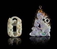 Two Jadeite Articles Height of larger 3 7/8 inches.