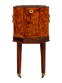 An English Burl Walnut Pail on Stand