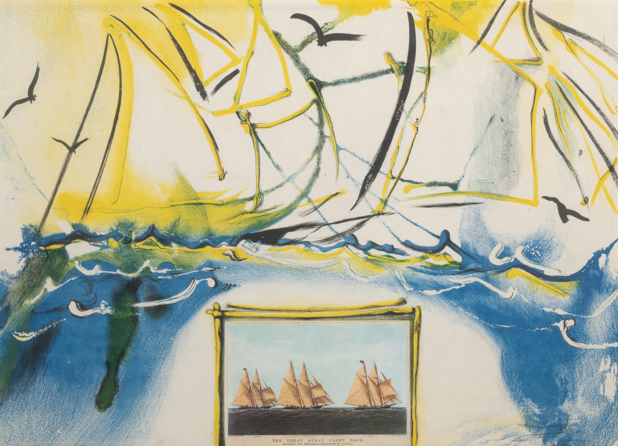 Five Prints from Currier & Ives as Interpreted by Salvador Dali (including New York Central Park Winter; American Trotting Horses No. 2; Les Fleurs et Fruits; American Yachting Scene; Fire! Fire! Fire!)