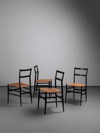 Set of Four 'Superleggera' Chairs, c. 1960 Cassina, Italy