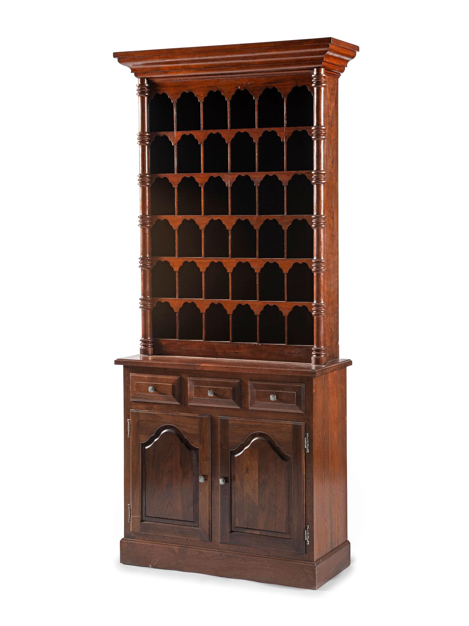 An Oak Stepback Barbershop Cabinet