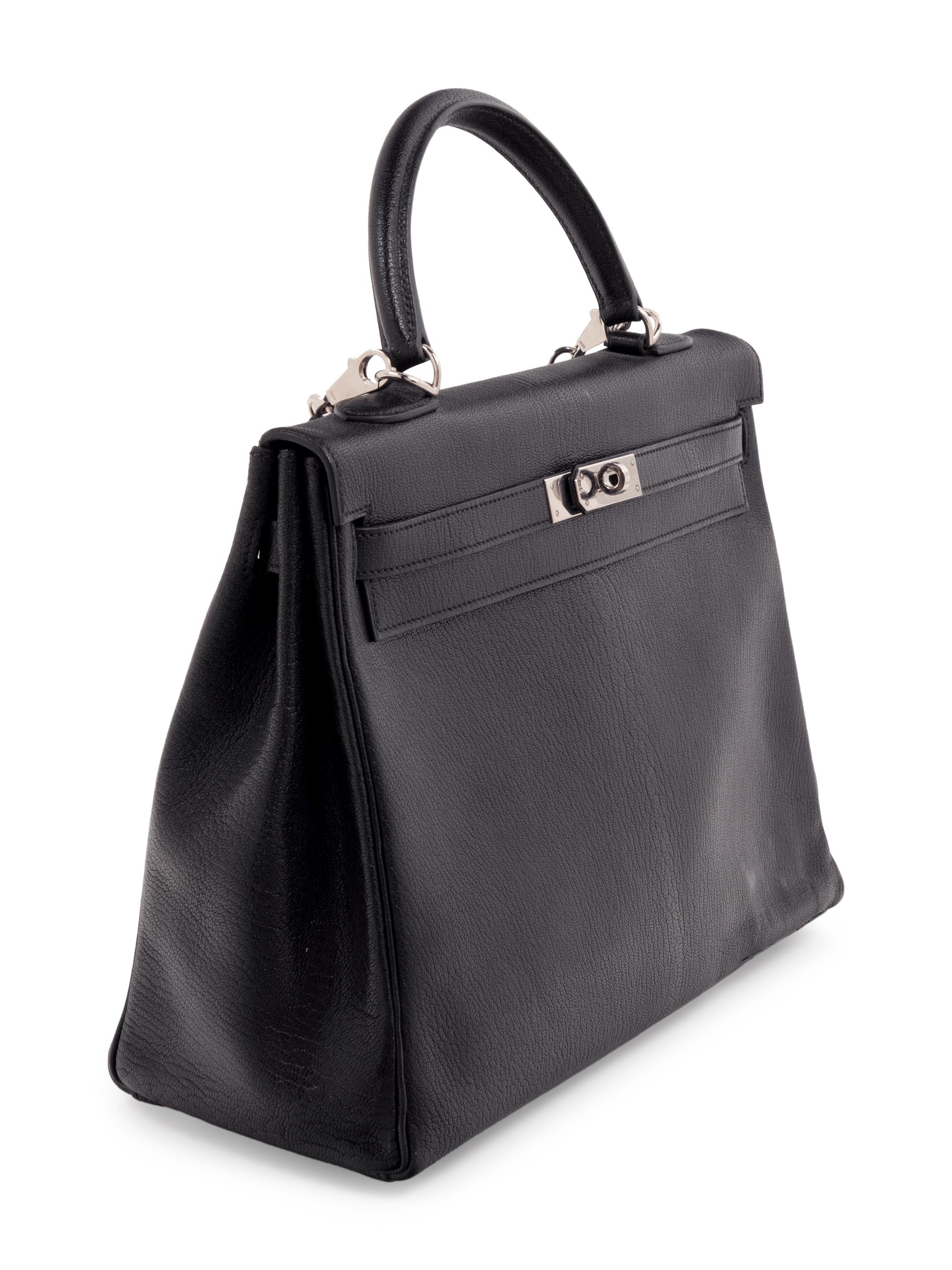 Hermès Black Leather 35cm Kelly Bag, 2001