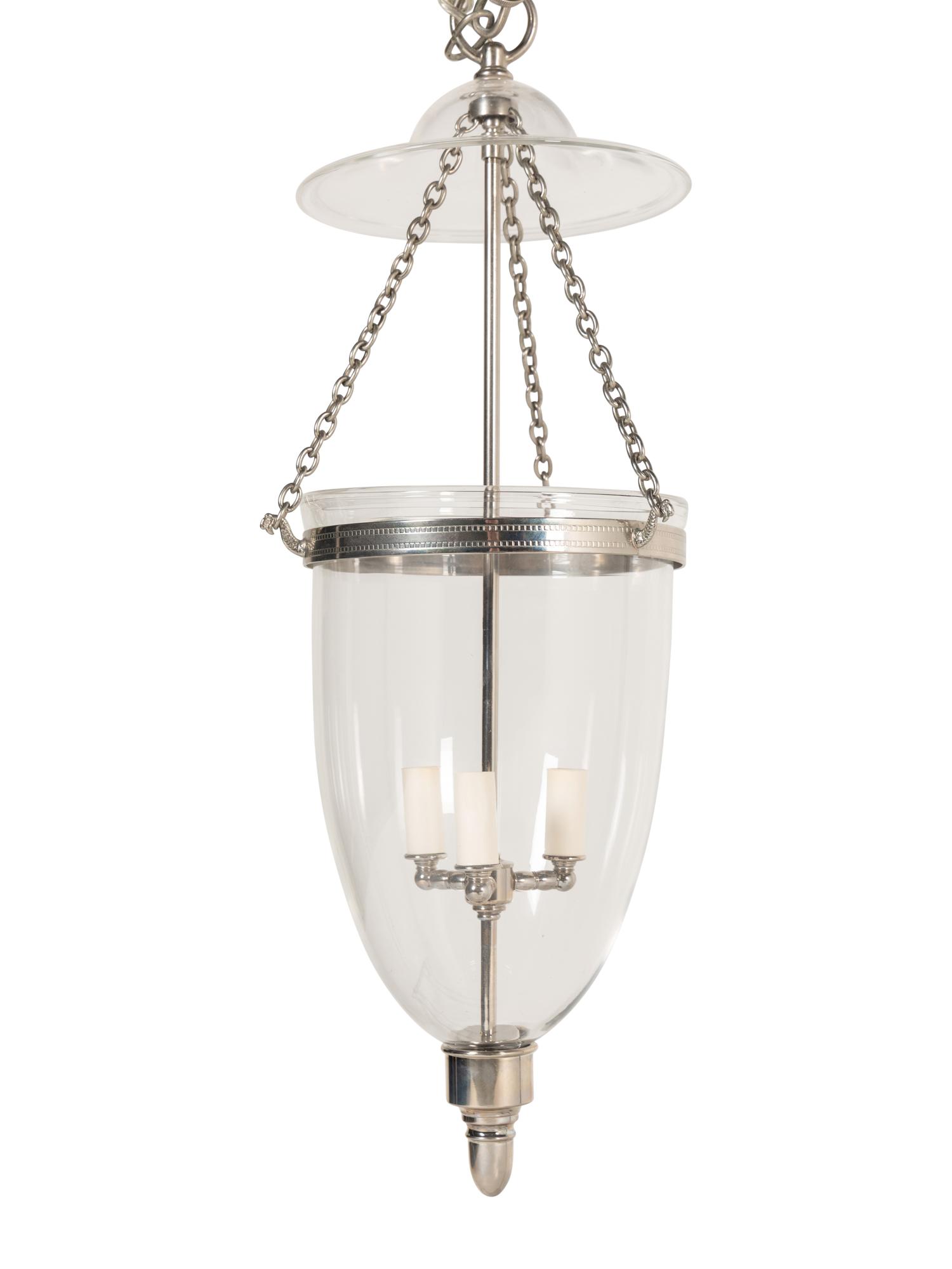 A Silvered Metal and Glass Hall Lantern