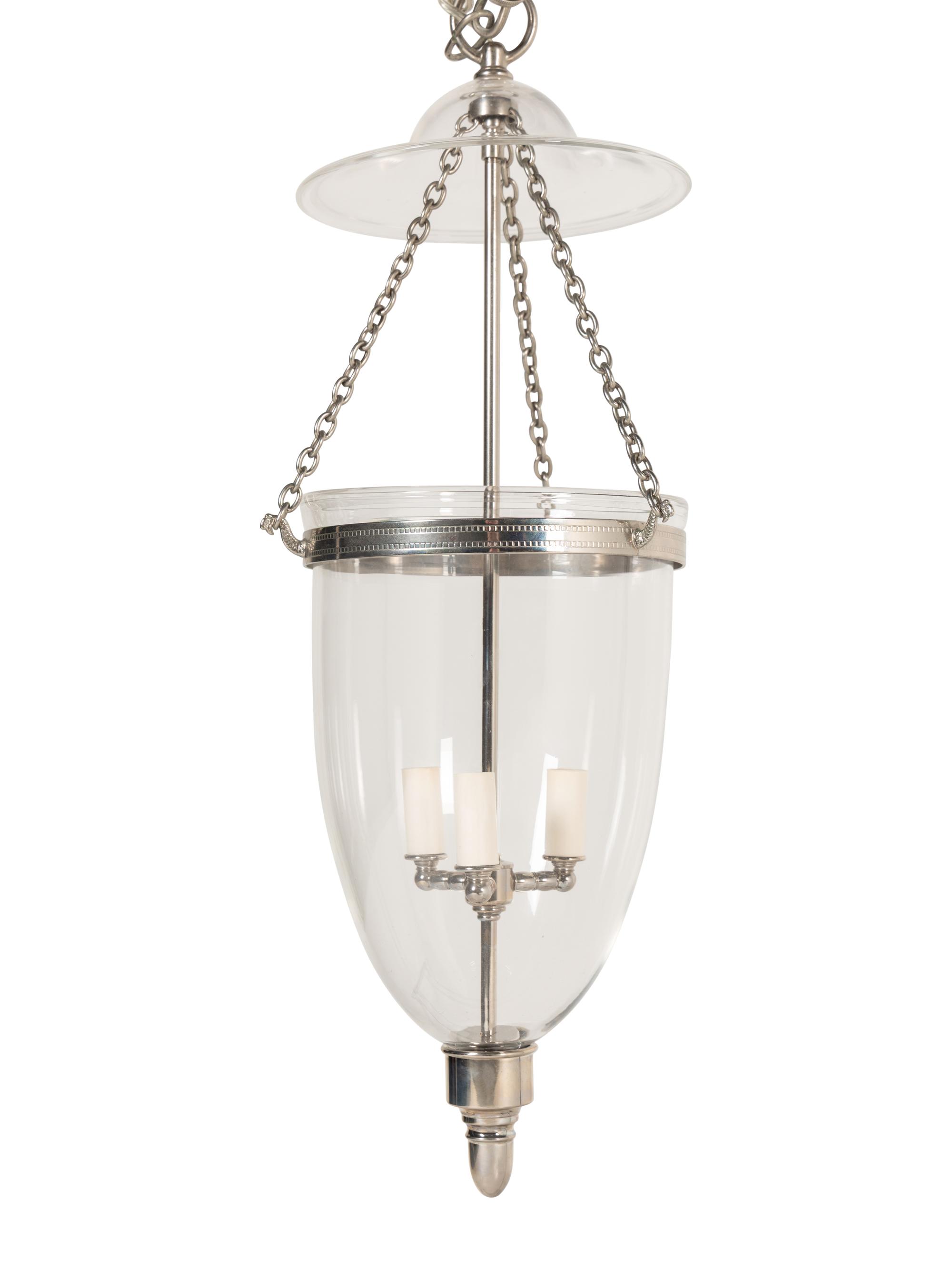 A Silvered Metal and Glass Hall Lantern