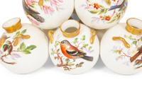 A Royal Worcester Porcelain Multi-stack of Ten Vases with Hand Painted Bird Decoration