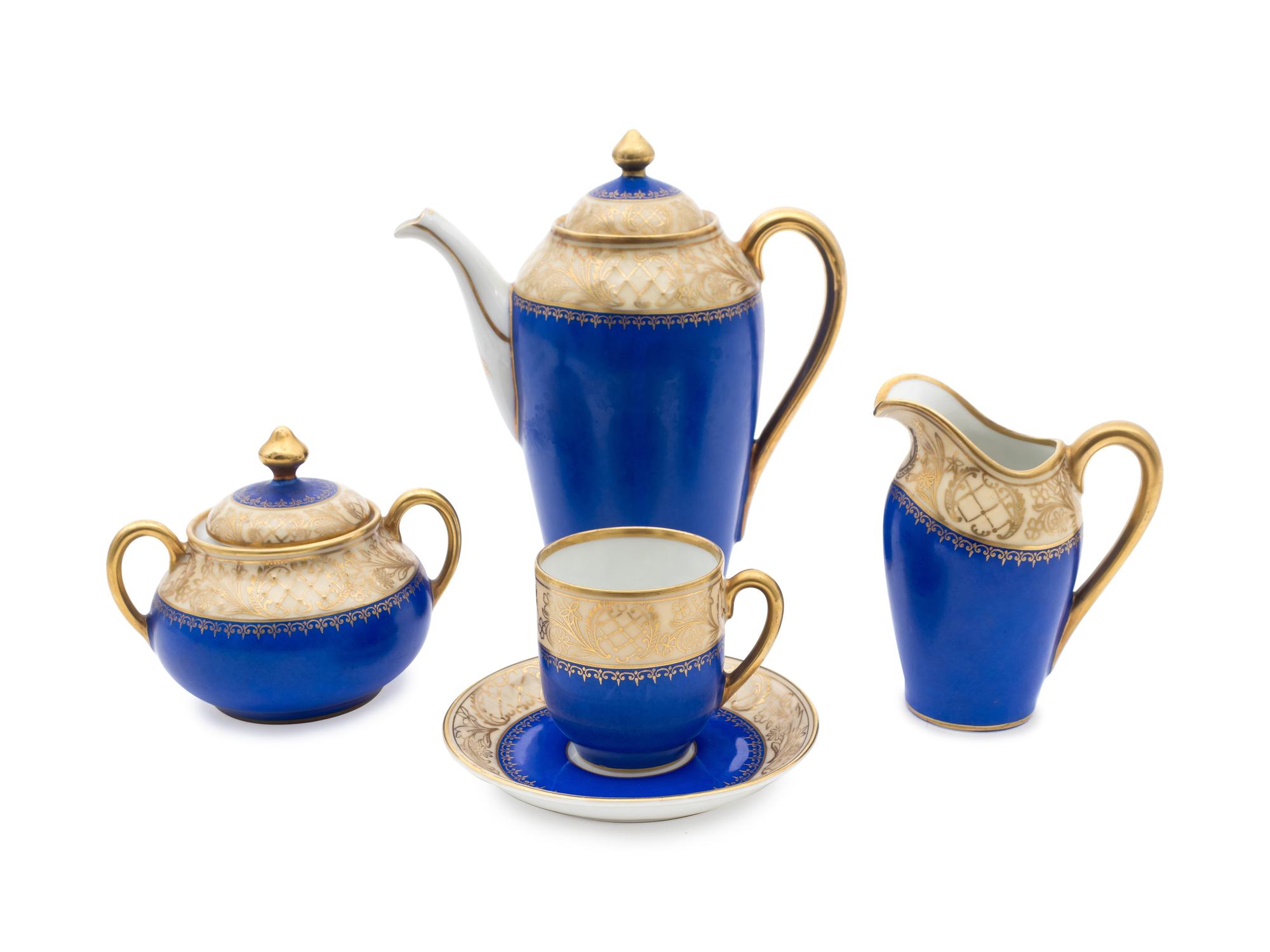 A Dresden Hand Painted Porcelain Demitasse Service — 20TH CENTURY