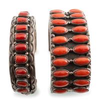 Navajo Silver and Coral Cuff Bracelets