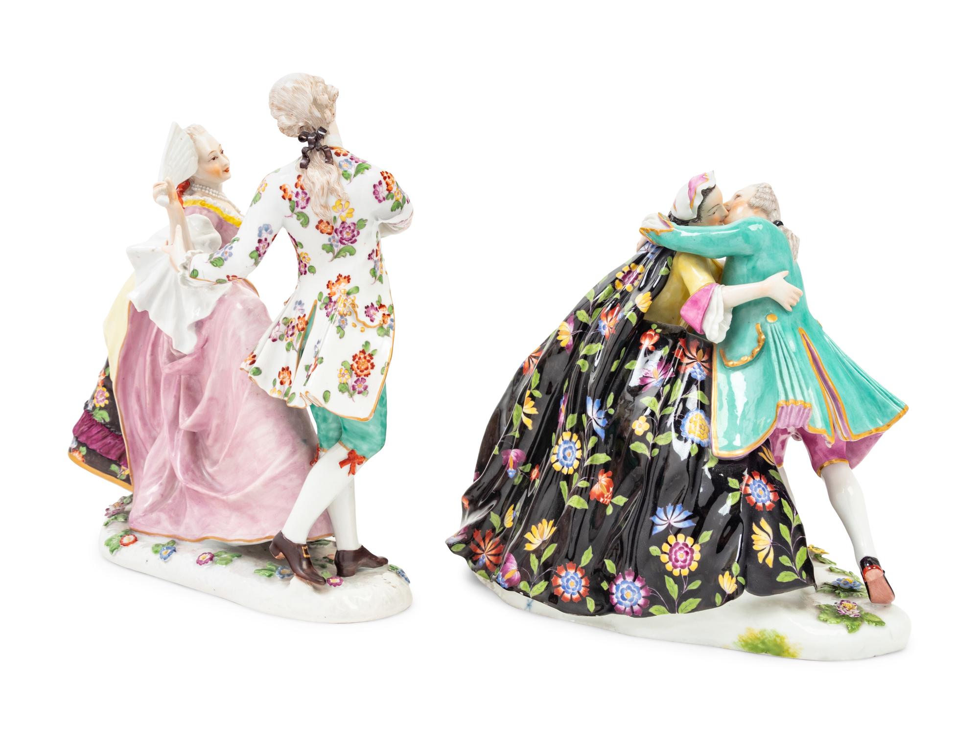 A Pair of Dresden Porcelain Figural Groups
