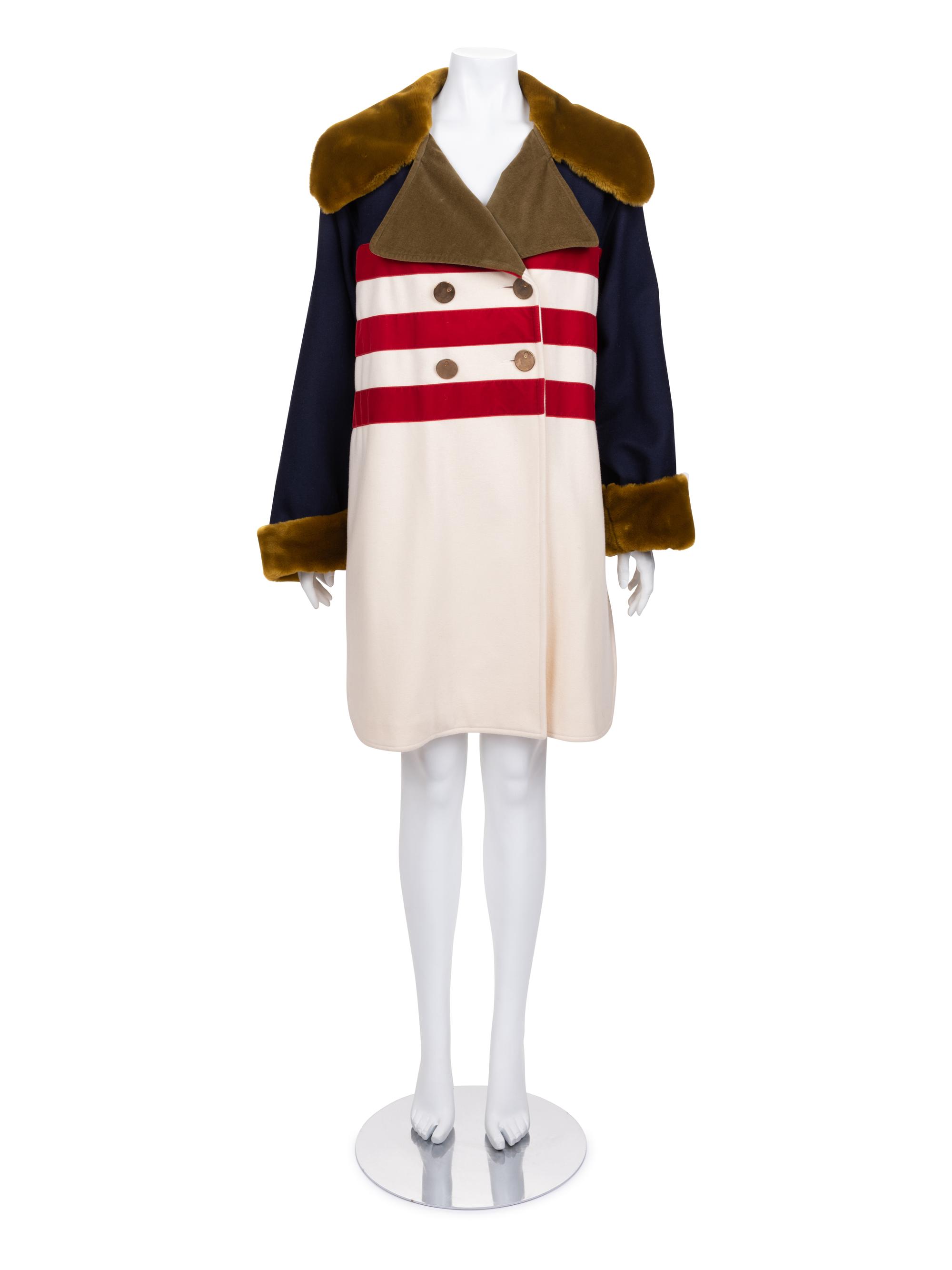Jean de Castelbajac Coat with Faux Fur Trim, 1980s