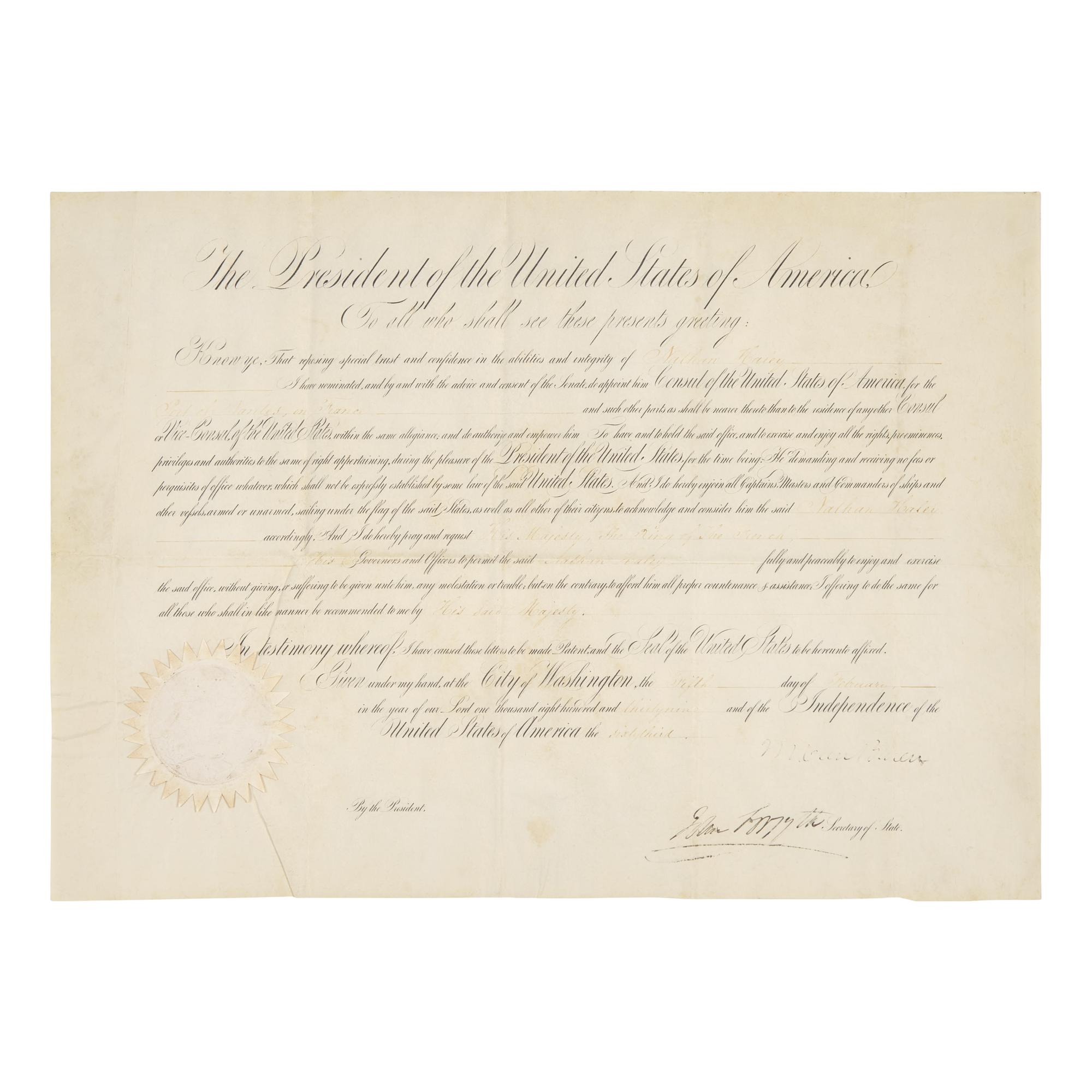 [Presidential] Van Buren, Martin. Partially-printed document, signed