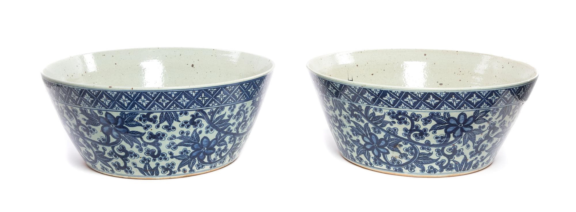 A Pair of Chinese Porcelain Basins Diameter 22 inches.