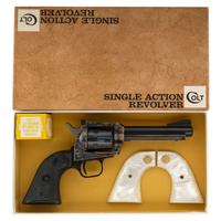 **Colt Dual Cylinder Blued 4.75" New Frontier .22 Revolver in Original Box with Spare .22 Magnum Cylinder and Extra Grips