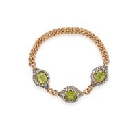 VICTORIAN, PERIDOT AND DIAMOND BRACELET