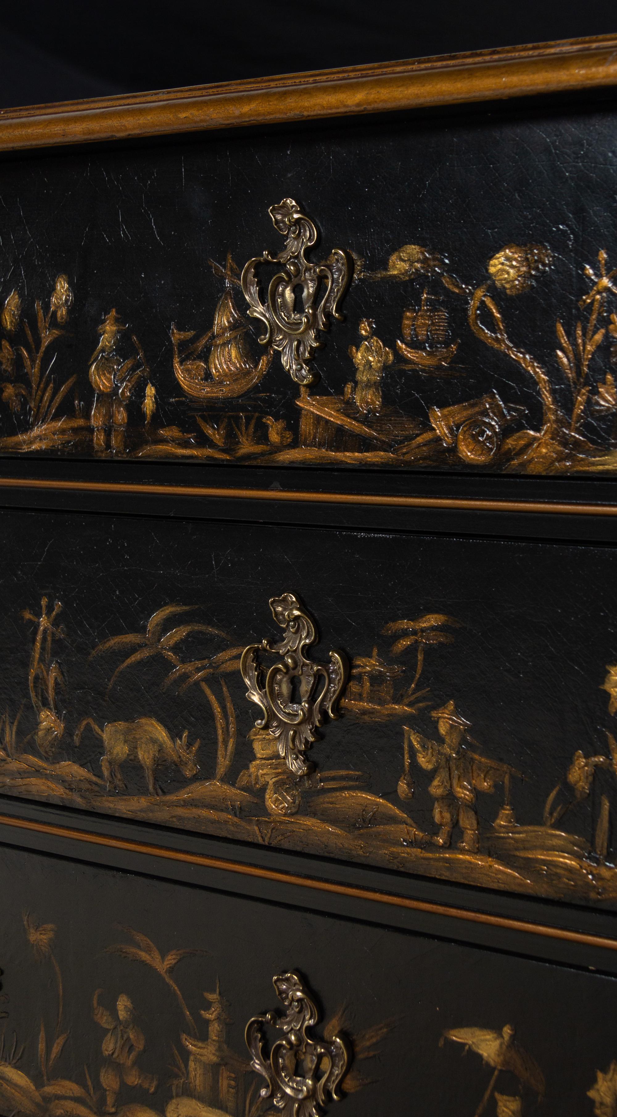 A Louis XV Style Chinoiserie Decorated Commode