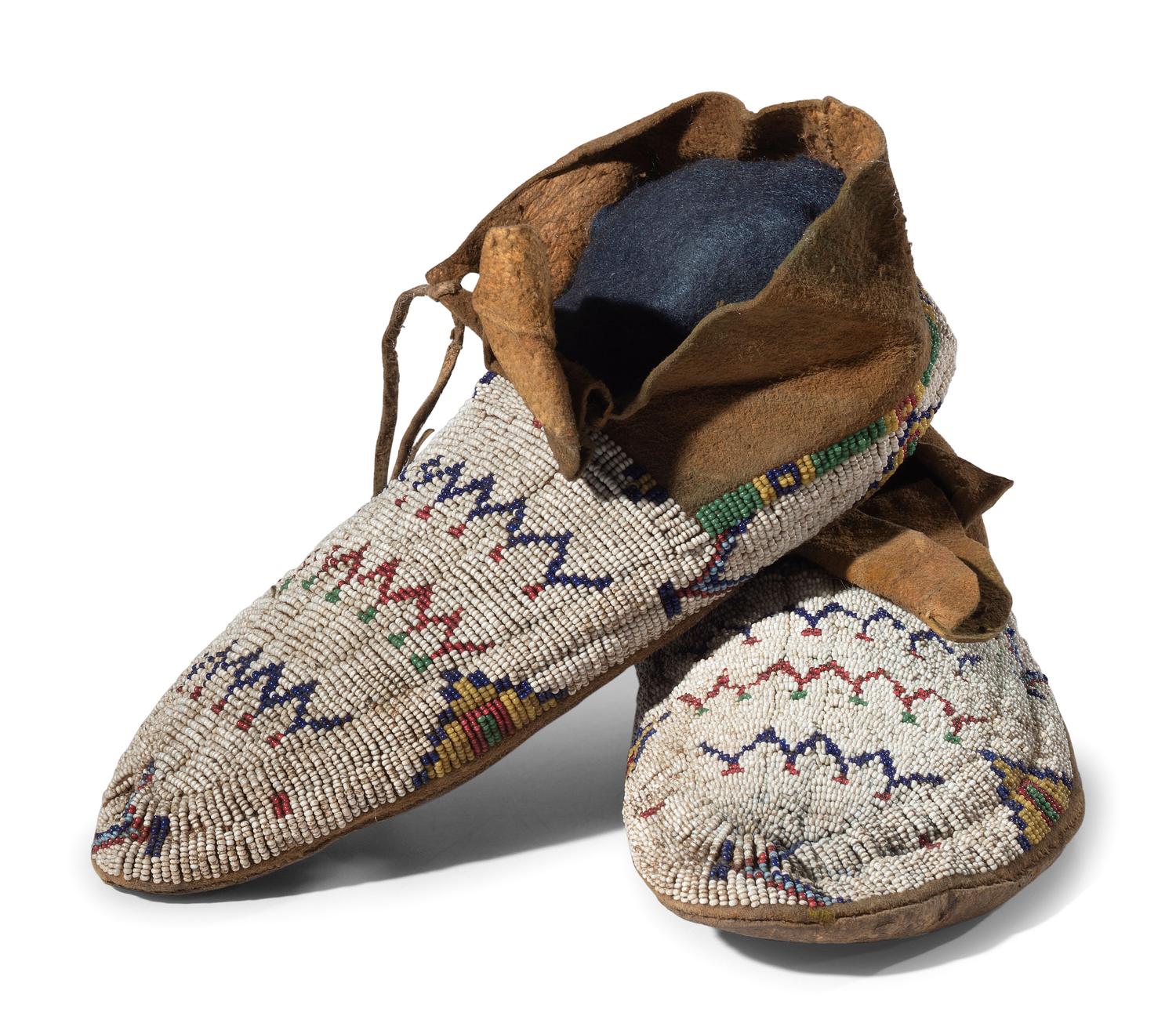 Northern Plains Beaded Hide Moccasins