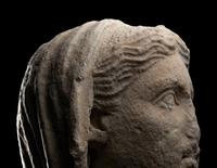 A Late Hellenistic Marble Head of a Veiled Woman