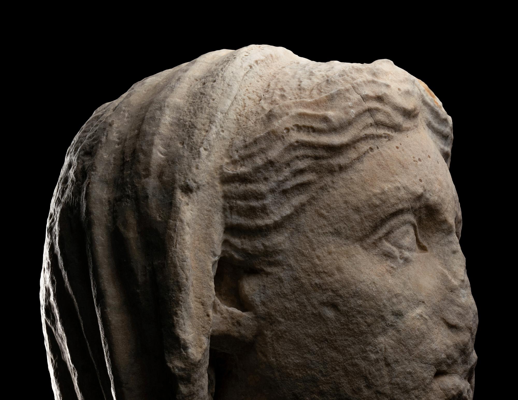 A Late Hellenistic Marble Head of a Veiled Woman