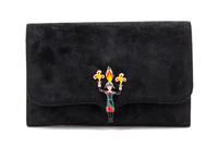 A Rare Hermes Black Suede Feux d'Artifice 150 Year Anniversary Collection Clutch, 8 1/2 x 5 1/2 x 1 inches.