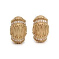 YELLOW GOLD AND DIAMOND EARCLIPS