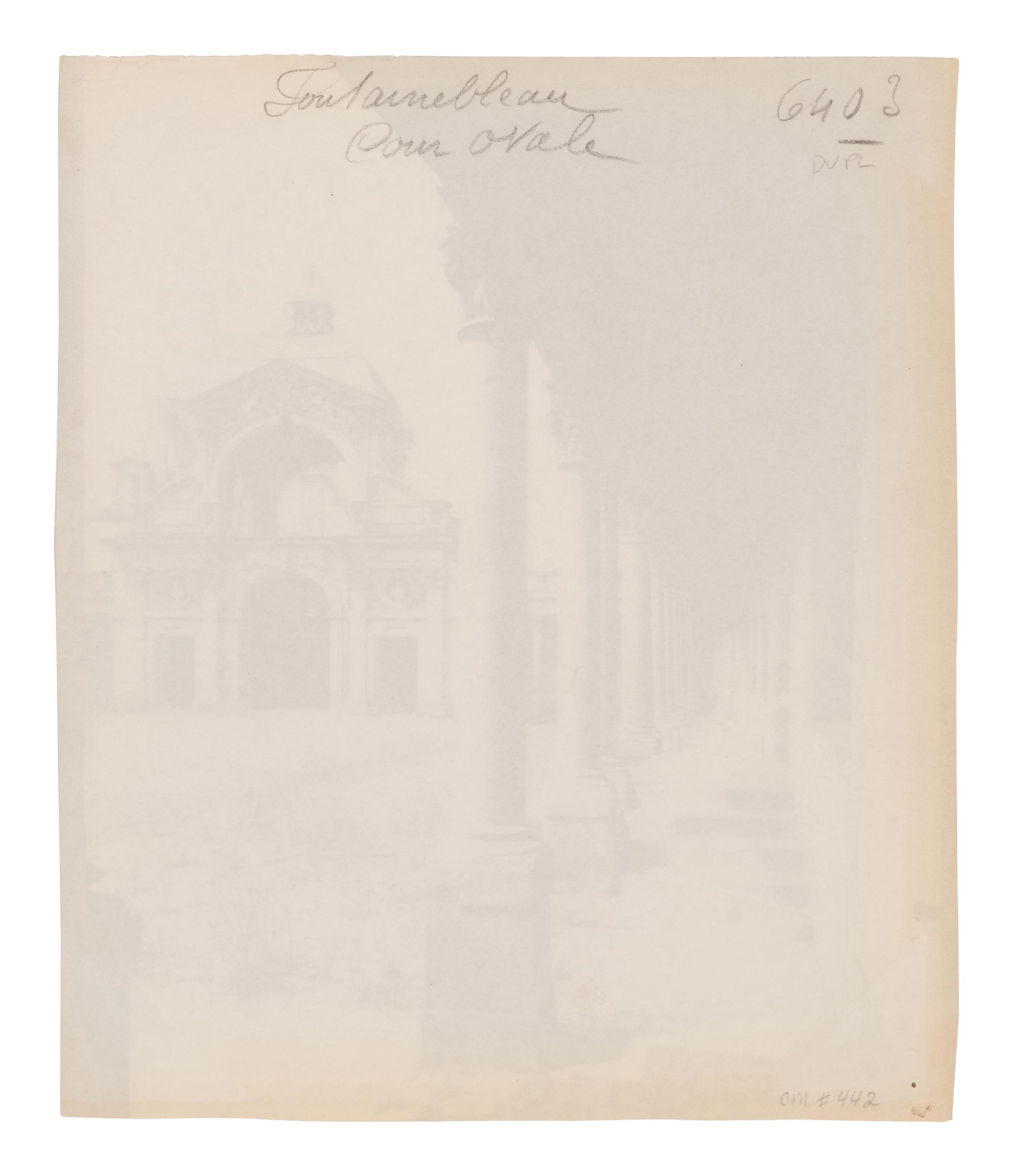 A group of three photographs ( Vigne, 1910 or earlier; Porte, avenue de Paris (Versailles) , 1922; Fontainebleau, cour ovale , 1903)