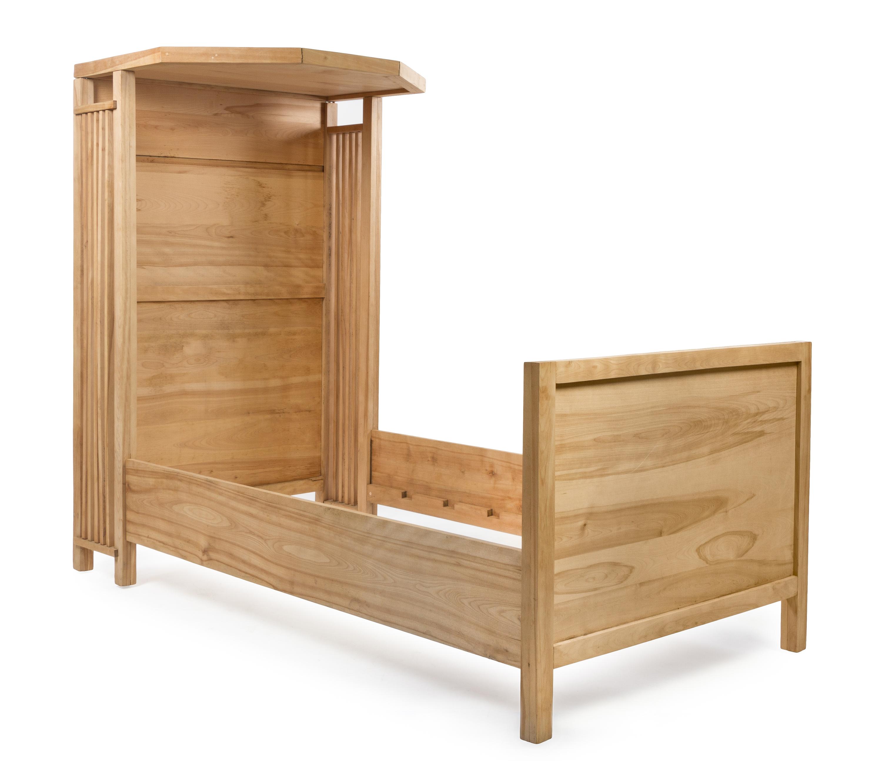 A Quarter-Tester Bed in the Style of Frank Lloyd Wright Height 65 inches.