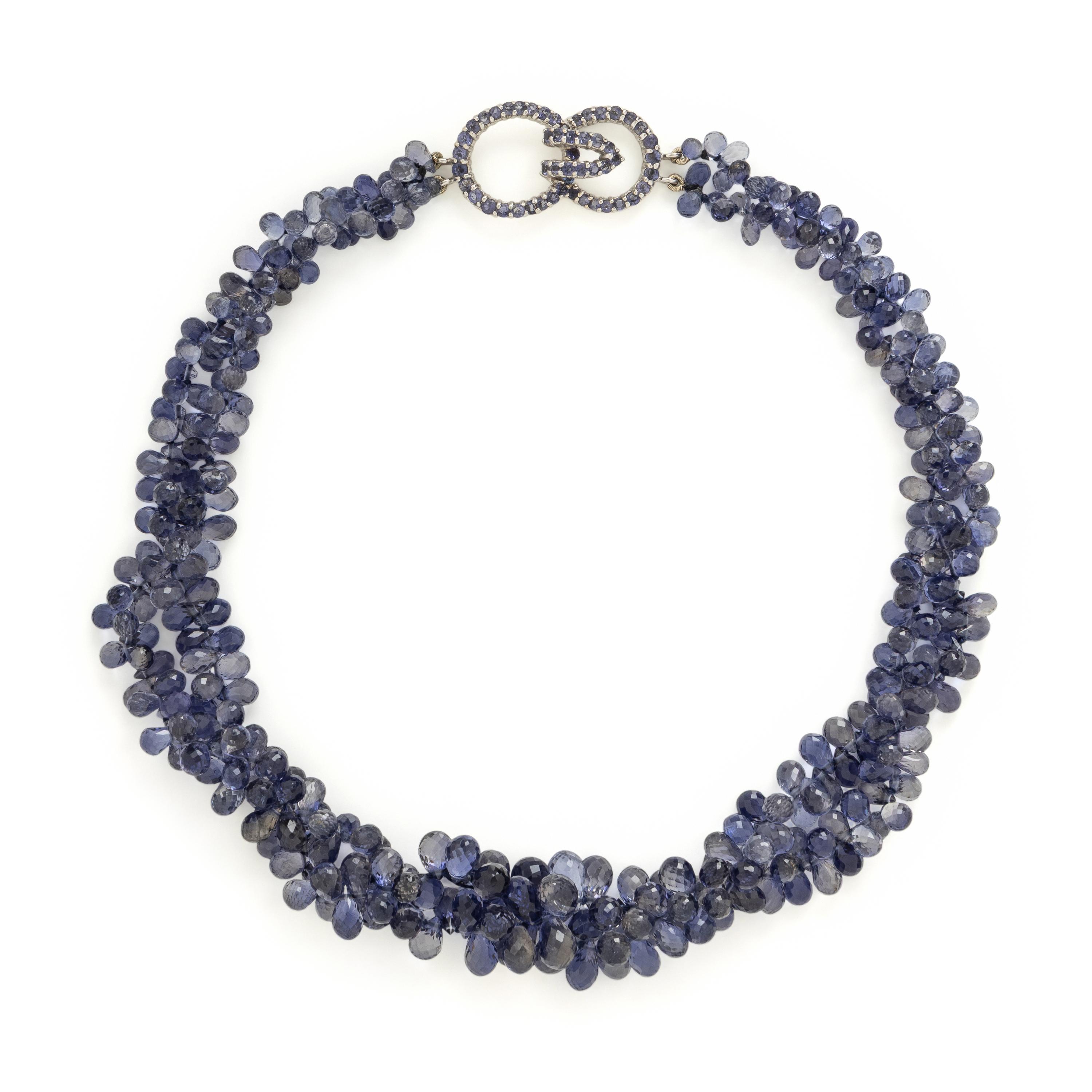 Mish, Iolite and White Gold Bead Necklace
