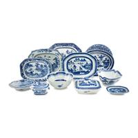 A Collection of Chinese Export Blue and White Porcelain Serving Dishes