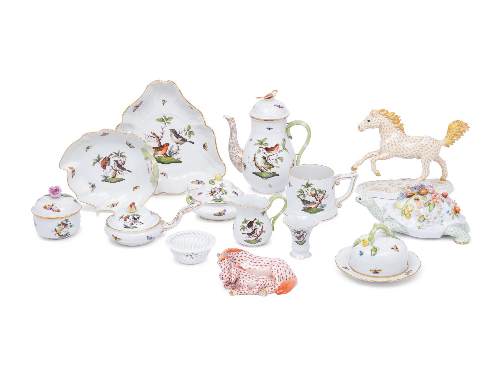 A Group of Herend Figures and Serving Pieces