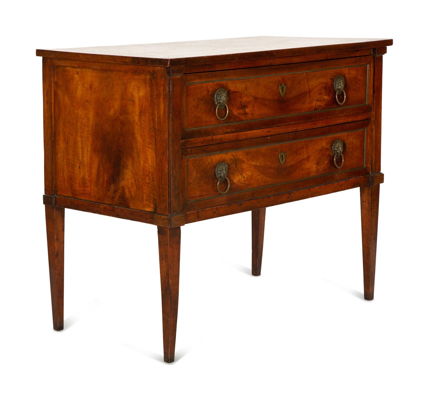 An Italian Walnut Two-Drawer Commode