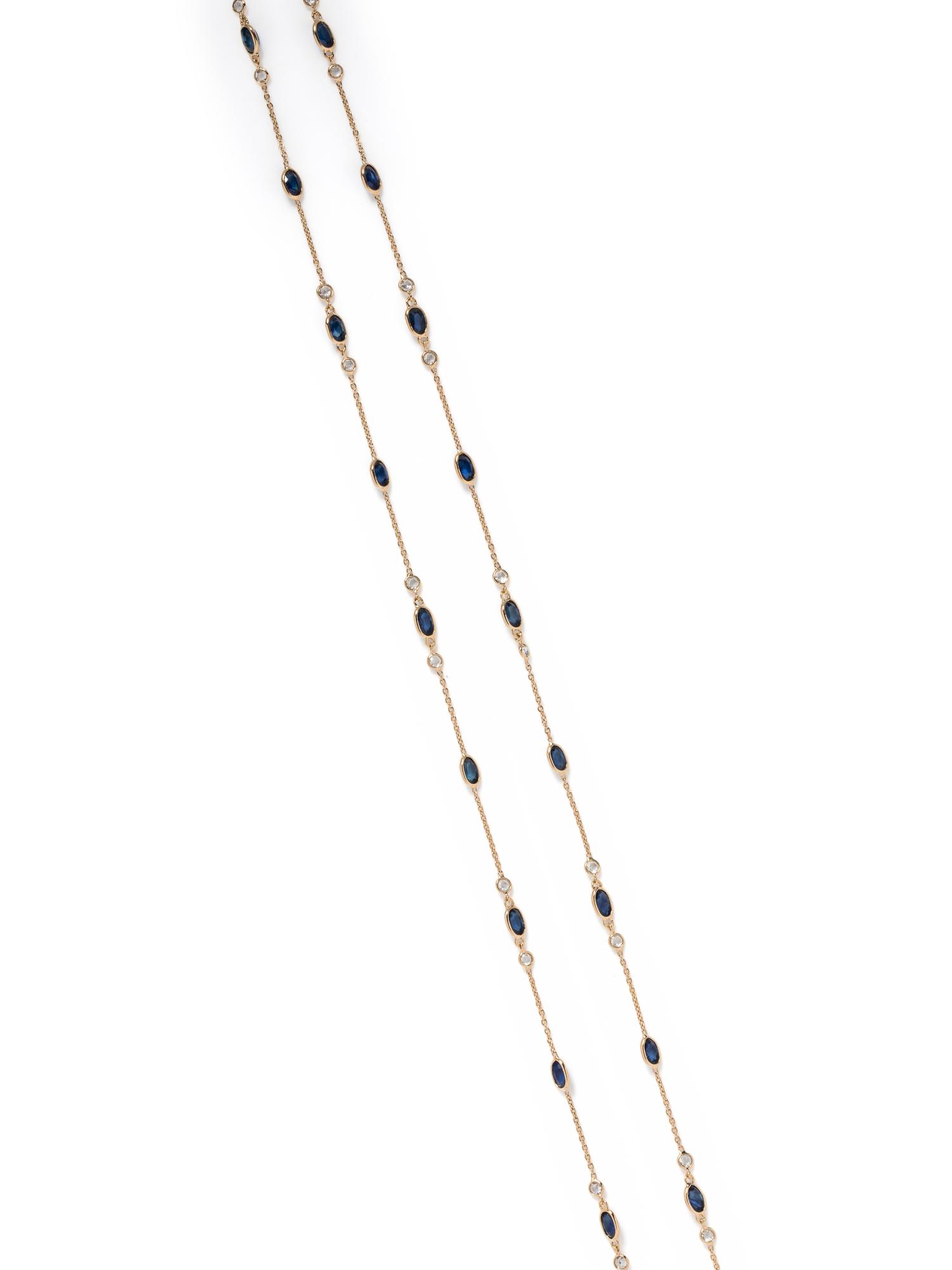 YELLOW GOLD, SAPPHIRE AND DIAMOND NECKLACE