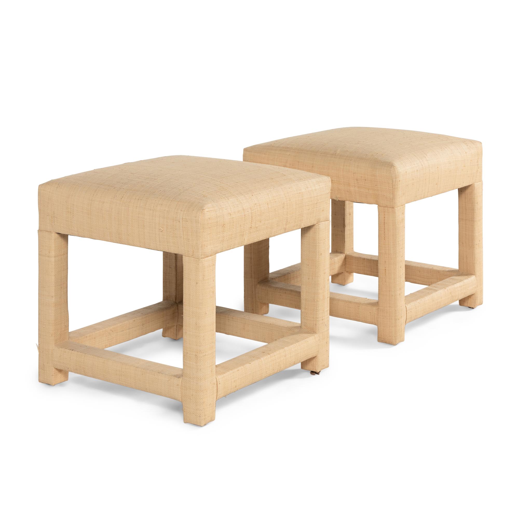 A Pair of Contemporary Upholstered Stools