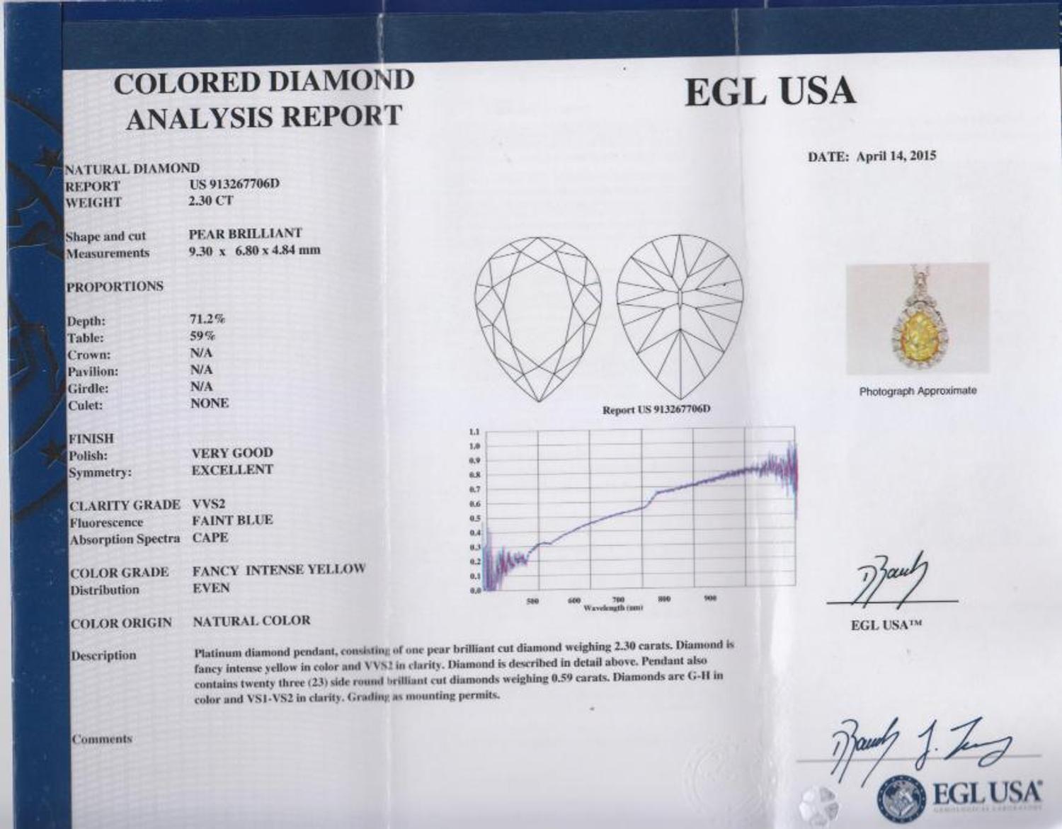 Colored Diamond and Diamond Pendant/Necklace